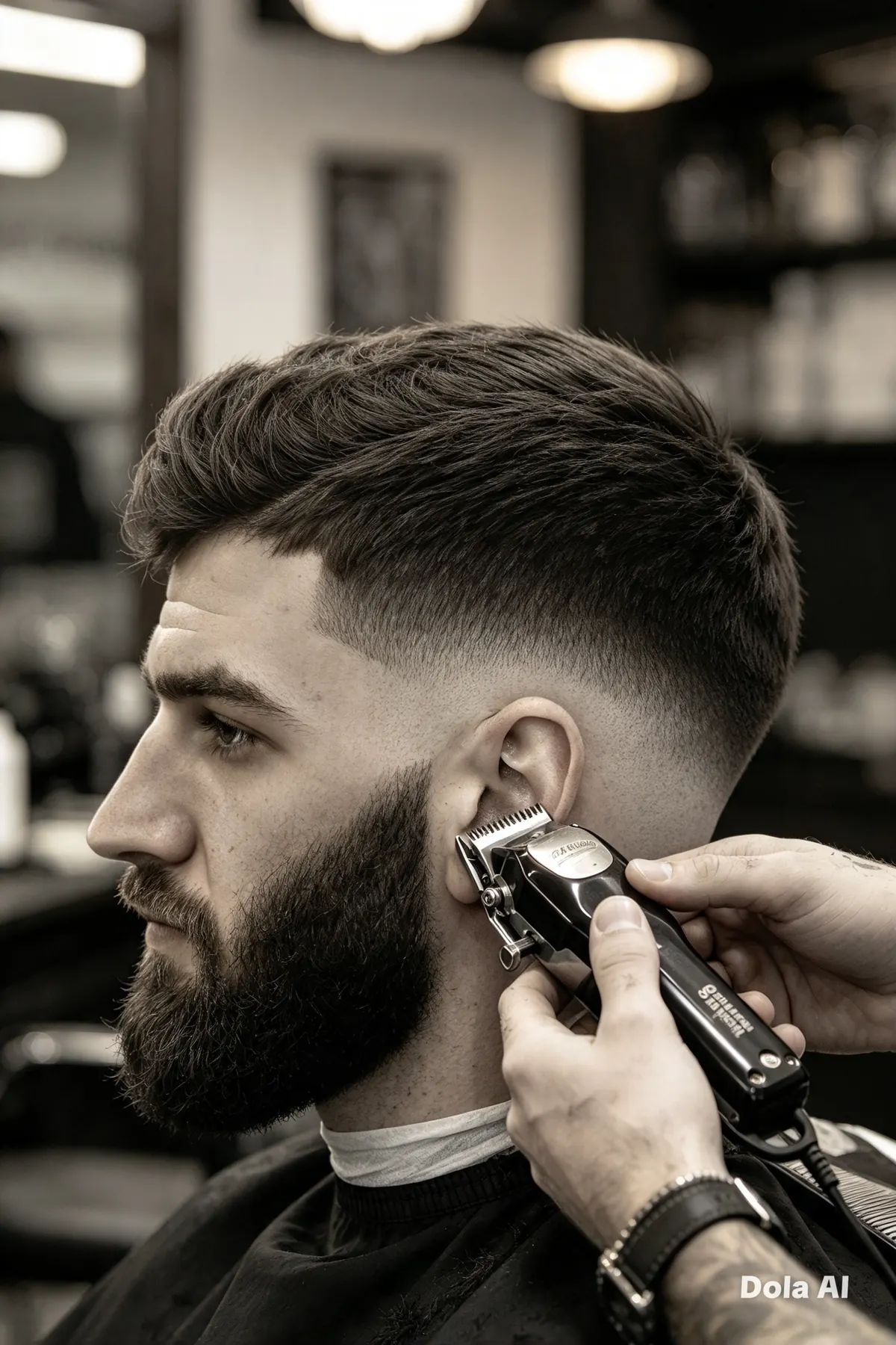Low fade with beard