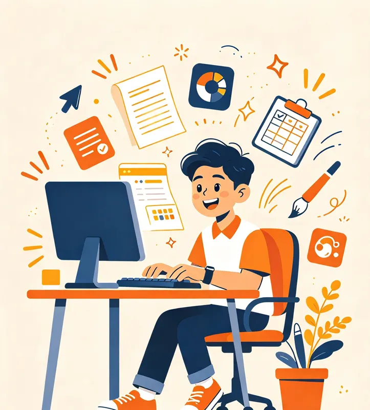 Ilustrasi belajar komputer