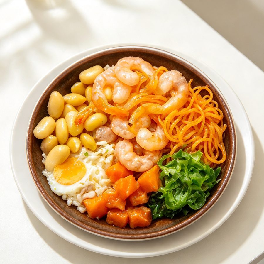 Poke bowl udang dan salmon